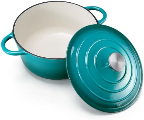 Leonyo 2-Quart Small Enameled Cast Iron Dutch Oven Pot with Lid, Lake Green by Leonyo