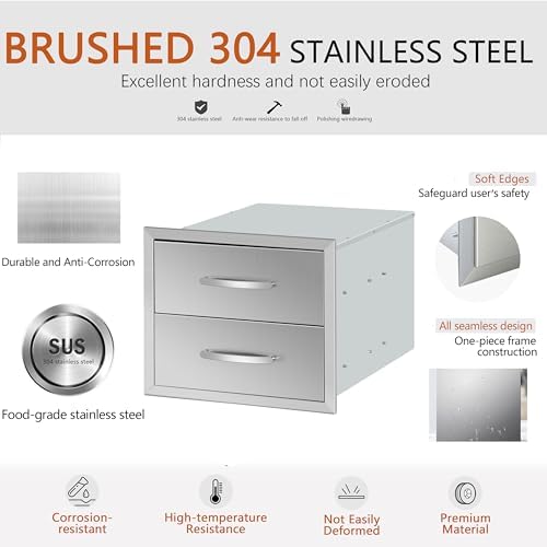 18" W x 15" H x 23" D Outdoor Kitchen Double Drawers - Image 5