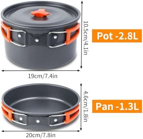 18-Piece Large Capacity Camping Cookware Set Aluminum Mess Kit - Image 6