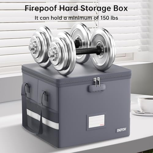 ENGPOW 5200°F File Box Fireproof Document Box with Lock,Heat Insulated Collapsible File Storage Organizer Box with Handle,Portable Home Office File Cabinet for Hanging Letter/Legal Size Folder, Gray - Image 6