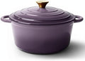 Vintage Style 6 Quart Dutch Oven Pot with Lid, Non Stick Enameled Cast Iron Dutch Oven for Bread Baking, Heavy-Duty, Oven Safe Ceramic Cookware Up to 500°F for Baking, Braising, Stews, Roasting, Purple by Unknown