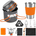 aiGear 8pcs Camping Cooking Set for 1-2 People with Pot Cutlery Stove Stand by aiGear