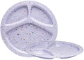 bzyoo 11-Inch Divided Plates Set of 2, 100% Melamine Portion Control Plates for Adults & Kids, Modern Confetti Pattern, BPA-Free & Dishwasher Safe, Ideal for Camping, RV, and Daily Use (Purple) by bzyoo