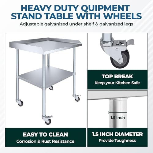 Stainless Steel Rolling Equipment Stand with Wheels (24 x 12) - Image 4