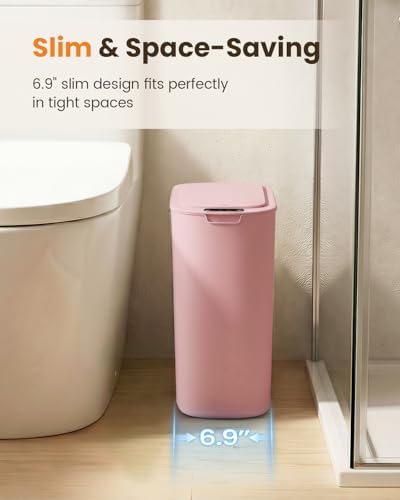 Cesun 5 Gallon Automatic Bathroom Trash Can with Lid, Pink, Touchless - Image 3