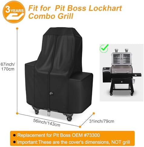 Kipiea 600D Pellet Grill Cover for Pit Boss Lockhart, Waterproof BBQ Smoker Cover, UV Resistant, No Tear, No Fading - Image 2