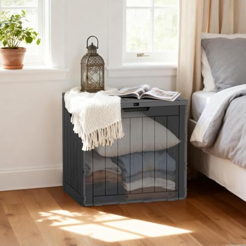 35 Gallon Outdoor Deck Box Lockable Waterproof Storage Black - Image 3