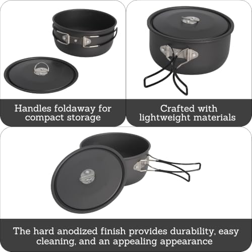 MIRRO 1.3 Qt Hard Anodized Camping Pot with Lid for Hiking Backpacking - Image 2
