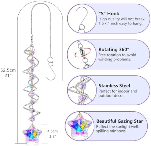 21 Inch Crystal Spiral Wind Spinner Gazing Ball Suncatcher Decor - Image 6
