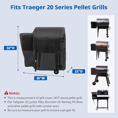 SunPatio Outdoor Heavy Duty Waterproof Grill Cover, Compatible for Traeger 20 Series Wood Pellet, Tailgater and Recteq 340 Grills, Full Length Barbecue Cover, All Weather Protection, Black - Image 2