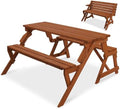 Best Choice Products 2-in-1 Transforming Interchangeable Outdoor Wooden Picnic Table Garden Bench for Backyard, Porch, Patio, Deck w/Umbrella Hole - Acorn by BestChoiceProducts