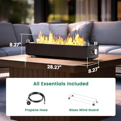 Ciays 28 Inch Tabletop Propane Fire Pit, 50000 BTU Table top Firepit with Glass Wind Guard & Glass Beads, Portable Outdoor Portable Fireplace for Patio and Camping - Image 4