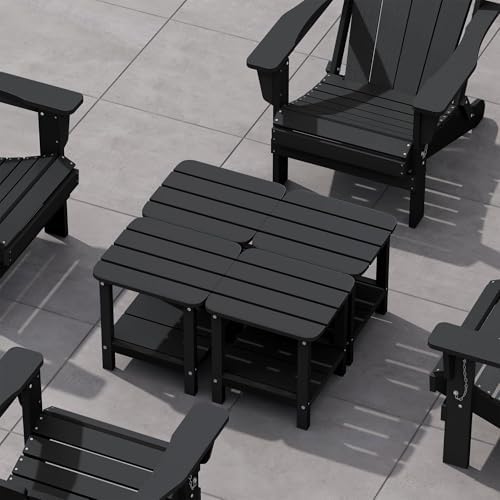 SERWALL Double Adirondack Side Set of 4, Table Rectangular End Table, Black by SERWALL