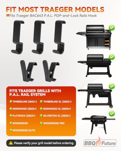 5-Pack Hooks & Clips for Traeger BAC643 P.A.L. Pop-and-Lock Grill Accessory - Image 2