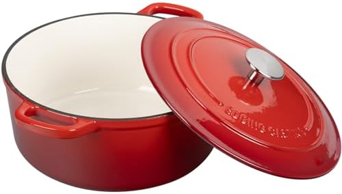 EDGING CASTING Enameled Cast Iron Dutch Oven Pot with Lid, 7 Quart, Round Dutch Ovens, Bread Oven Dual Handles, for Bread Baking, Oven Safe up to 500°F, Red - Image 7