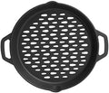 12" Round Cast Iron Grill Basket with Dual Handles – For Veggies/Fish/Meat by MOASKER