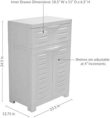 Sunnydaze 34.5" Garage Storage Cabinet with Adjusting Shelf, Speckled White - Image 3