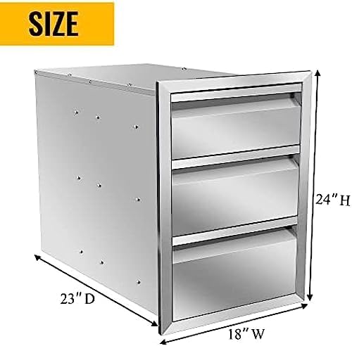 Outdoor Kitchen Drawers, Box Frame Style Flush Mount BBQ Drawer w/Stainless Steel Handle, BBQ Island Drawers For Patio Grill Station,Three Drawers - Image 2