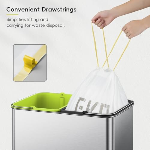 EKO 9.3 Gallon / 30–35 Liter Drawstring Trash Bags, 110 Count Heavy-Duty Tall Kitchen Garbage Can Liners, Extra-Strong Leak-Resistant, Unscented, White, Code K - Image 6