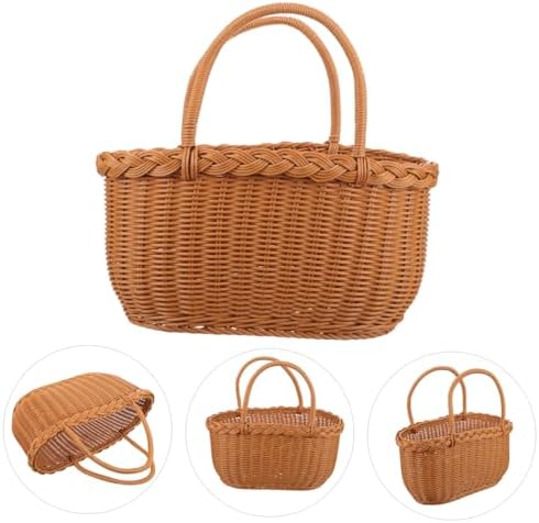 Woven Rattan Storage Basket with Handles, Kitchen Fruit Snack Organizer - Image 7