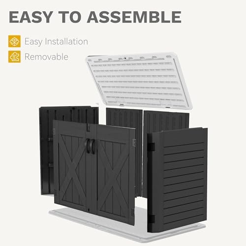 DWVO 35 Cu Ft Storage Shed with Unique X-Shaped Lockable Door, Outdoor Weatherproof Resin Shed Without Shelf for Waste Bins, Bicycles, Gardening & Lawn Equipment, Dark Gray - Image 5