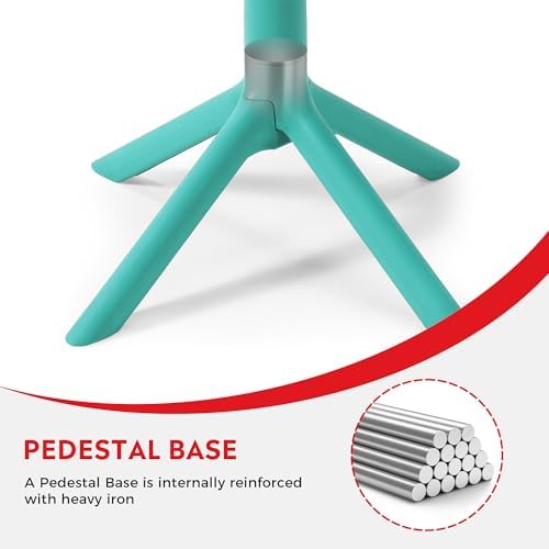 Costaelm Patio Table for 4-Person, Outdoor Patio PP Round Dining Table, All-Weather Bistro Dining Table for Backyard Deck Porch Poolside, Turquoise - Image 5