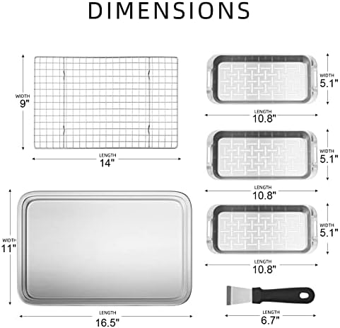 VIKEYHOME Grill Carry System, 6-Piece Stainless Steel Large Food Prep Tray, 16.5" x 11" Pan, Outdoor Grill with Cooling Rack for Vegetables, Fish, Meat, Great Grilling Gifts for Men - Image 6