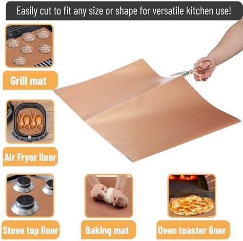 UNCO- Copper Grill Mats for Outdoor Grill, 13" x 15.8", 7 Pack, Nonstick Reusable Grilling Mats for Outdoor Grill, BPA and PFOA Free with PTFE-Fiberglass Coating - Image 5