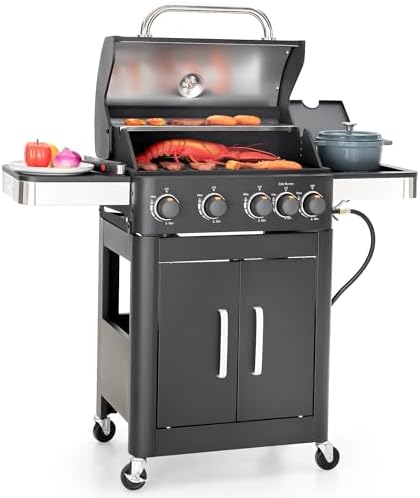Captiva Designs 4 Burner Propane Gas BBQ Grill with Side Burner, 46,700 BTU by CaptivaDesigns