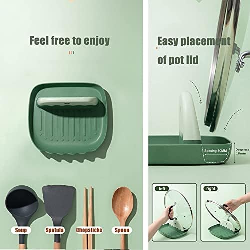 2-Pack Spoon Rest with Lid Holder for Kitchen Countertop (Pink&Green) - Image 4