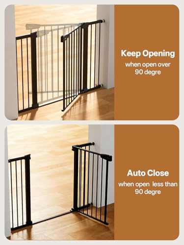 Baby Gate for Indoor Stairs & Doorways: Wide Expandable 27.9-42.1" Metal Safety Gate - Toddler Pets 30" Tall Dog Gate with Easy Install Pressure Mount Dual Lock & 2-Way Swing, Black. - Image 6