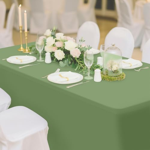 Smiry 5 Pack Spandex Table Cloth 6FT, Elastic Fitted Sage Green Tablecloth - Image 6