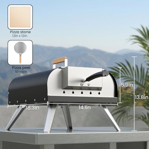 WOOCIT 12" Multi-Fuel Outdoor Pizza Oven, Reaches 720°F, with Stone & Peel - Image 4