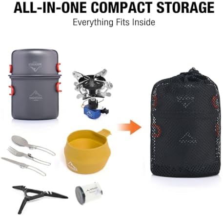 Widesea Camping Cookware Sets for 1-2 Person, Compact Backpacking Cookware with Pots, Stove, Mug and Outdoor Cooking Accessories - Image 6