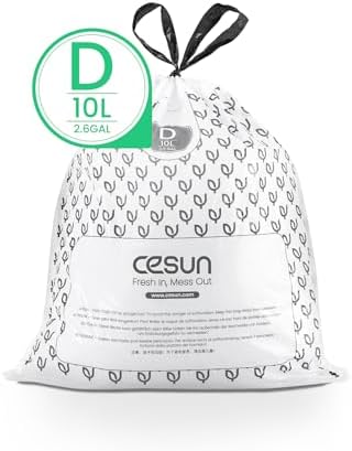 Cesun Code D Pre Cut Drawstring Trash Bags 90 Count, 2.6 Gallon / 10 Liter - Image 7