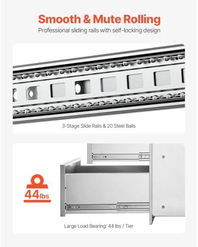 VEVOR Outdoor Kitchen Drawers 14"W x 20.3"H x 23"D Stainless Steel - Image 6
