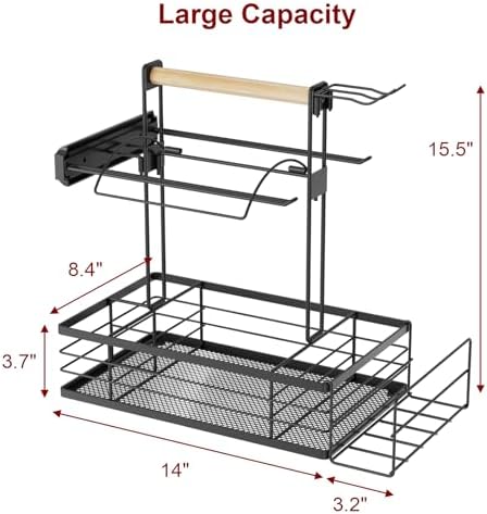 Grill Caddy with Magnetic Tool & Paper Towel Holders, Picnic Utensil Condiment Caddy, Barbecue Grill Tool Organizer for Outdoor Camping, Cooking, Camper - Image 4