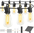 100FT Solar String Lights Ourdoor Waterproof,Patio Lights Solar Powered with Remote,ST38 32 Vintage Edison Bulbs,Solar Lights Outdoor Waterproof, Outside Powered Hanging Lights for Patio by OOOLED