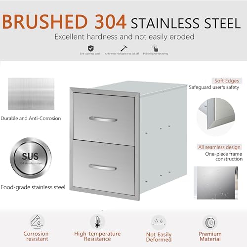 Outdoor Kitchen Double Drawers 18"W x 23"H x 23"D - Image 5
