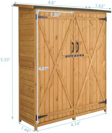 Outvita Outdoor Storage Cabinet with Waterproof Roof for Yard, Natural - Image 6