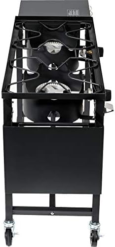 Barton Outdoor Camping Propane Double Burner Stove Cook Cooking Station Stand Picnic BBQ Grill 58,000 BTU, with 2 Side Shelves, Hose & Regulator Included for Backyard BBQ, Tailgating, Camping - Image 7