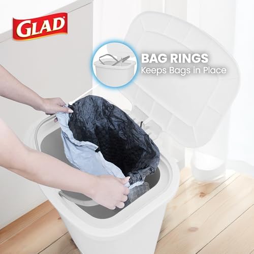 Glad Kitchen Trash Can 20 Gallon | Large Plastic Waste Bin with Odor Protection of Lid | Hands Free with Step On Foot Pedal and Garbage Bag Rings, 20 Gallon, White - Image 5