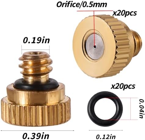 20 Pack Brass Misting Nozzles 10/24 UNC 0.020" (0.5mm) Orifice - Image 2