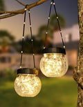 Solar Lantern Solar Lights Outdoor Waterproof 2-Pack, Solar Powered Hanging Lights Cracked Glass Hanging Globes for Christmas Decoration, Shepherd Hook, Garden Tree Ornaments by PARTPHONER