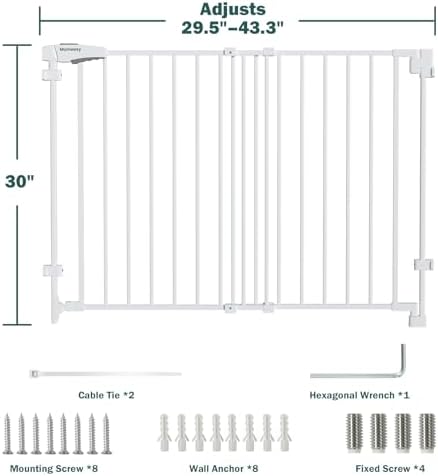 Mumeasy 30" Tall Baby Gate for Stairs & Doorways, No Bottom Bar Dog Gate - Image 2