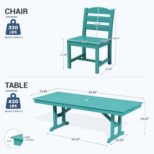 KINGYES Outdoor Armless Dining Chairs Set of 8,HDPE Patio Chairs,Aruba - Image 2