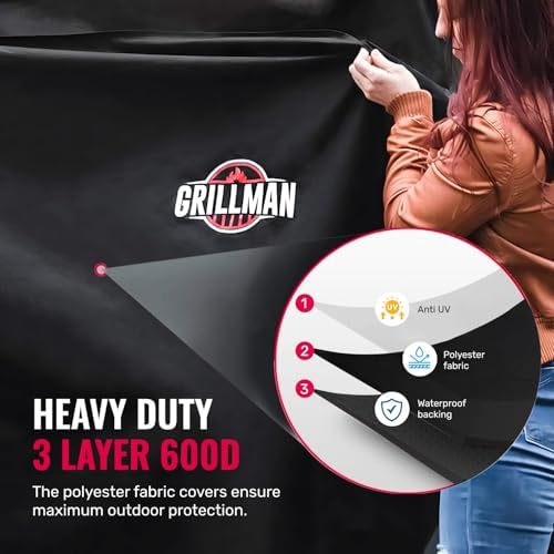 Grillman Waterproof BBQ Grill Cover for Outdoor Grills, 64 Inch, Black - Image 4