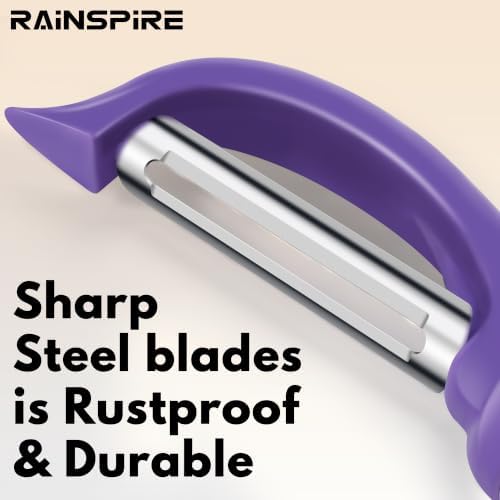 Rainspire Vegetable Peeler Potato Peelers for Kitchen, Sharp Stainless Steel Blades Veggie, Comfortable Handle Fruit Peeler, Carrot Peeler Apple Peeler Dishwasher Safe, Purple, 1-Pack - Image 3
