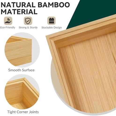 Lixple Bamboo Kitchen Drawer Organizer, 2 Pack, 12" x 6" x 2" - Image 5
