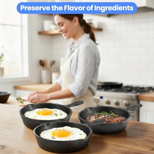 4 Pack Mini Cast Iron Skillets with Handle, 4 Inch Black - Image 5